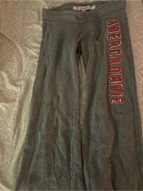 Abercrombie & Fitch Gray Sweatpants with Red Side Logo